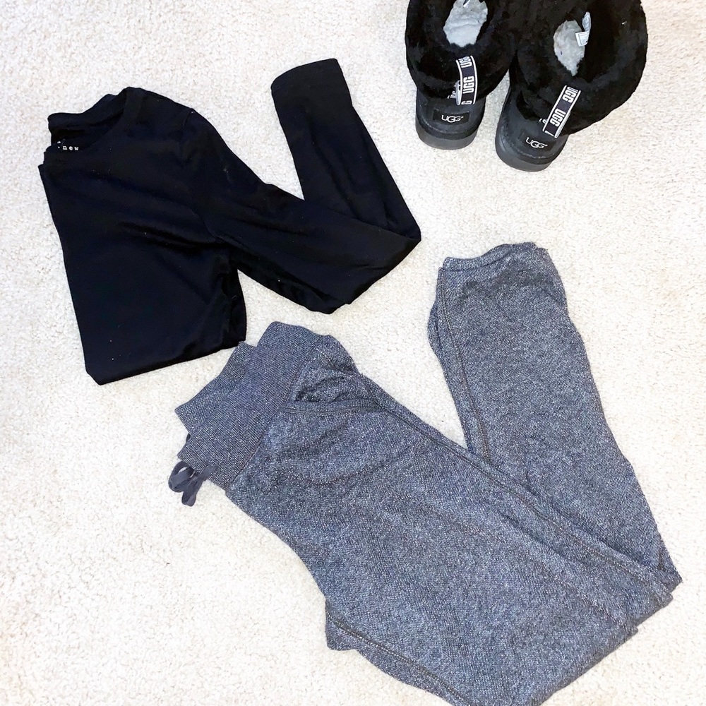 Aerie gray and silver glitter thread sweatpants